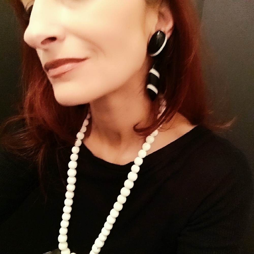Vintage Designer Monies Couture Runway Oversized Mod Earrings - Picture 8 of 8